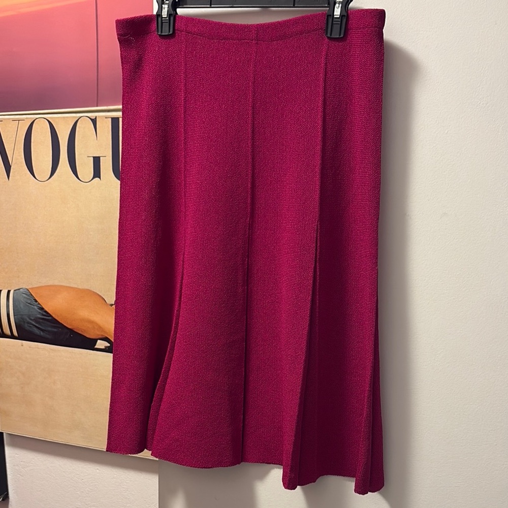 Vintage Escada, Chanel or St. John Pleated Pink A-Line Midi Skirt for Work 12
